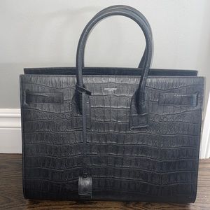 Saint Laurent Sac De Jour crocodile texture